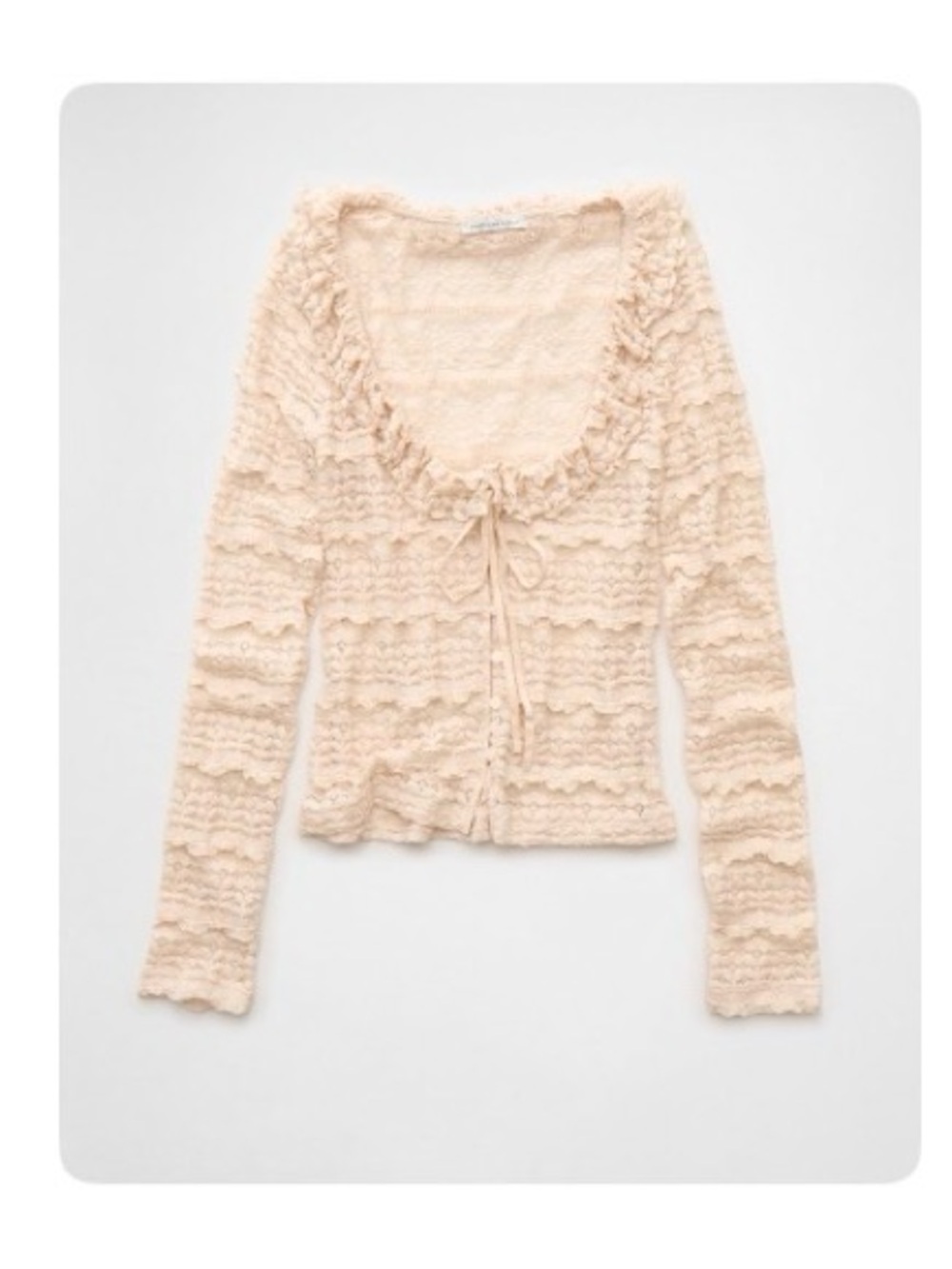 American Eagle Outfitters Cream Lace Ruffle Top